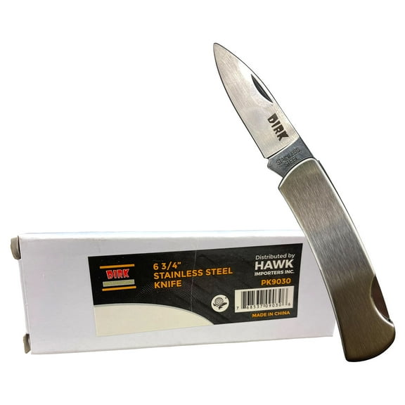 DIRK 6.75" (17.1 cm) Stainless Steel Pocket Knife | Compact Design With 2.75" Blade Which Folds Into The 4" Handle | Great For Camping, Fishing, Cutting Cardboard, Slicing Rope, Opening Packages