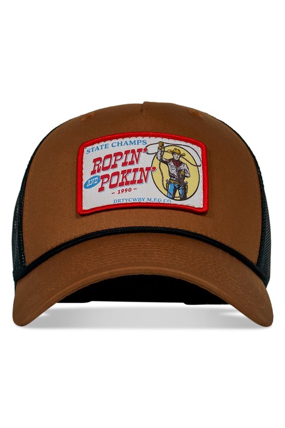 Ropin' and Pokin' Dirty Cowboys Patch Rope SnapBack CARAMEL / BLACK