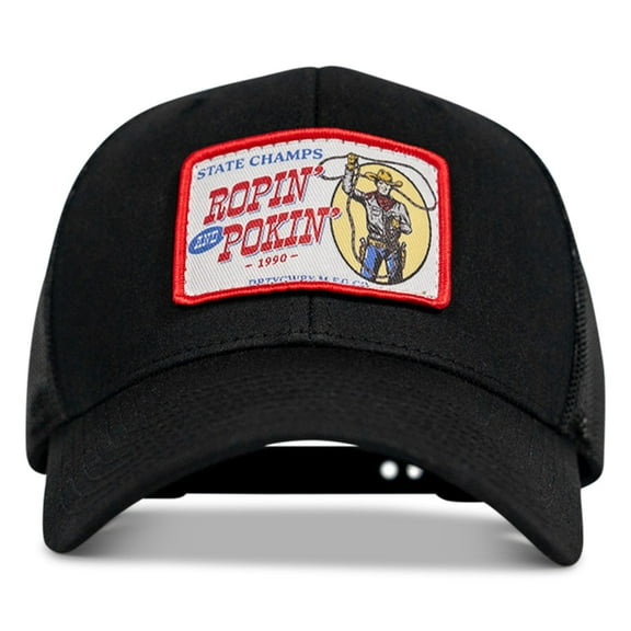 DIRTY COWBOY M.F.G. Ropin' and Pokin' Dirty Cowboys Patch SnapBack Hat BLACK / BLACK