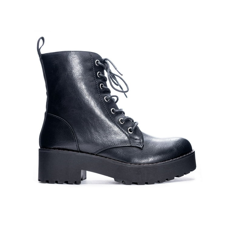 DIRTY LAUNDRY Womens Black Back Pull Tab Lug Sole Lace Mazzy Round