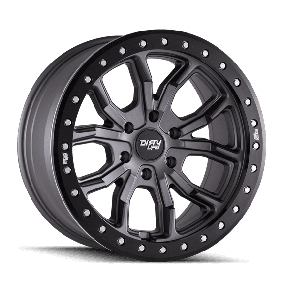 DIRTY LIFE DT-1-9303 17X9 5X127 -38ET 78.1CB MATTE GUNMETAL W/SIMULATED RING