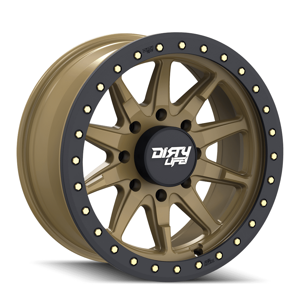 DIRTY LIFE DT-2-9304 17X9 8X165.1 -12ET 130.8CB SATIN GOLD W/SIMULATED RING