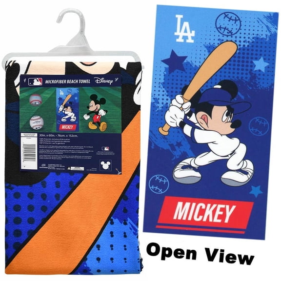 DIS-MLB 30X60 Microfiber Cheerful Towel Swing - Dodgers, Mickey Mouse
