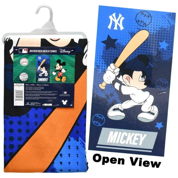 DIS-MLB 30X60 Microfiber Cheerful Towel Swing - Yankees, Mickey Mouse