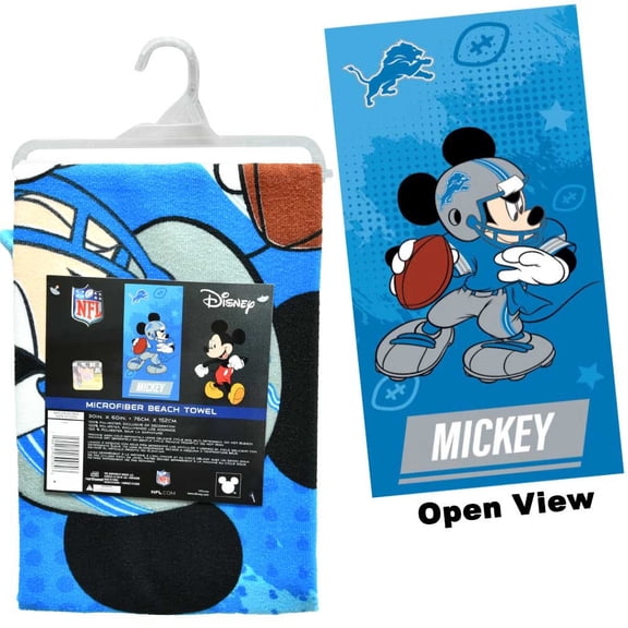DIS-NFL 30X60 Microfiber Cheerful Towel Pass - Lions, Mickey Mouse