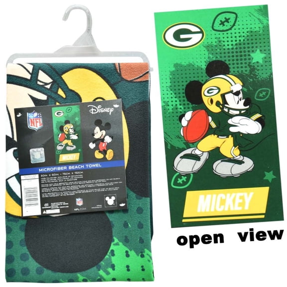DIS-NFL 30X60 Microfiber Cheerful Towel Pass - Packers, Mickey Mouse