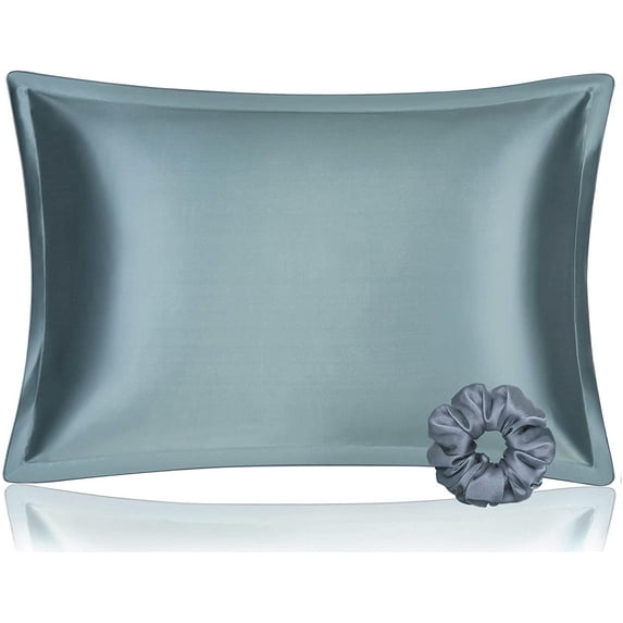 DISANGNI 100% Mulberry Silk Silk Pillowcase, Used for Hair and Skin, Envelope Type, Silk on one Side and Tencel on The Other Side, 1pc (Blue Gray, 1 pc Queen Size 20"x30")