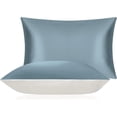 thumbnail image 1 of DISANGNI 100% Mulberry Silk Silk Pillowcase, Used for Hair and Skin, Envelope Type, Silk on one Side and Tencel on The Other Side, 1pc (Blue Gray, 1 pc Standard Size 20"x26"), 1 of 8