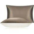 thumbnail image 1 of DISANGNI 100% Mulberry Silk Silk Pillowcase, Used for Hair and Skin, Envelope Type, Silk on one Side and Tencel on The Other Side, 1pc (Coffee Color, 1 pc Queen Size 20"x30"), 1 of 6