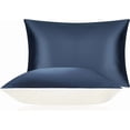 thumbnail image 1 of DISANGNI 100% Mulberry Silk Silk Pillowcase, Used for Hair and Skin, Envelope Type, Silk on one Side and Tencel on The Other Side, 1pc (Dark Blue, 1 pc Standard Size 20"x26"), 1 of 7