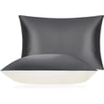 thumbnail image 1 of DISANGNI 100% Mulberry Silk Silk Pillowcase, Used for Hair and Skin, Envelope Type, Silk on one Side and Tencel on The Other Side, 1pc (Dark Gray, 1 pc Queen Size 20"x30"), 1 of 7