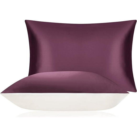 DISANGNI 100% Mulberry Silk Silk Pillowcase, Used for Hair and Skin, Envelope Type, Silk on one Side and Tencel on The Other Side, 1pc (Purple, 1 pc Queen Size 20"x30")