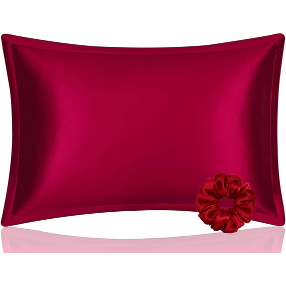 DISANGNI 100% Mulberry Silk Silk Pillowcase, Used for Hair and Skin, Envelope Type, Silk on one Side and Tencel on The Other Side, 1pc (Red Wine, 1 pc Standard Size 20"x26")