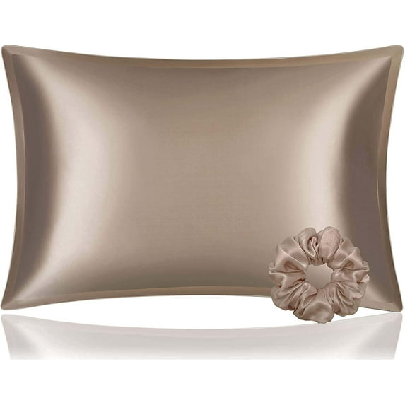 DISANGNI 100% Mulberry Silk Silk Pillowcase, Used for Hair and Skin, Envelope Type, Silk on one Side and Tencel on The Other Side, 1pc (Taupe, 1 pc Standard Size 20"x26")