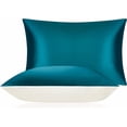 thumbnail image 1 of DISANGNI 100% Mulberry Silk Silk Pillowcase, Used for Hair and Skin, Envelope Type, Silk on one Side and Tencel on The Other Side, 1pc (Teal, 1 pc Queen Size 20"x30"), 1 of 7