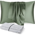 thumbnail image 1 of DISANGNI 100% Natural Mulberry Silk Pillow case for Hair and Skin with Hidden Zipper 22 Momme Both Sides Real Silk Pillow Case (1 pc Standard Size 20"x26", Green), 1 of 8