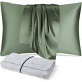 thumbnail image 1 of DISANGNI 100% Natural Mulberry Silk Pillow case for Hair and Skin with Hidden Zipper 22 Momme Both Sides Real Silk Pillow Case (1 pc Standard Size 20"x26", Green), 1 of 8
