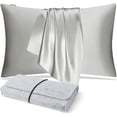 thumbnail image 1 of DISANGNI 100% Natural Mulberry Silk Pillow case for Hair and Skin with Hidden Zipper 22 Momme Both Sides Real Silk Pillow Case (1pc Standard Size 20" x26", Light Grey), 1 of 7