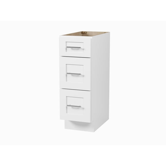 DISAR 12'' Drawer Bathroom Vanity Base, Shaker Style, Solid Wood Frame, Dovetail Drawers, Full Extension Soft-Close, Plywood Construction, Fully Assembled, Modular Vanity Cabinet (White)