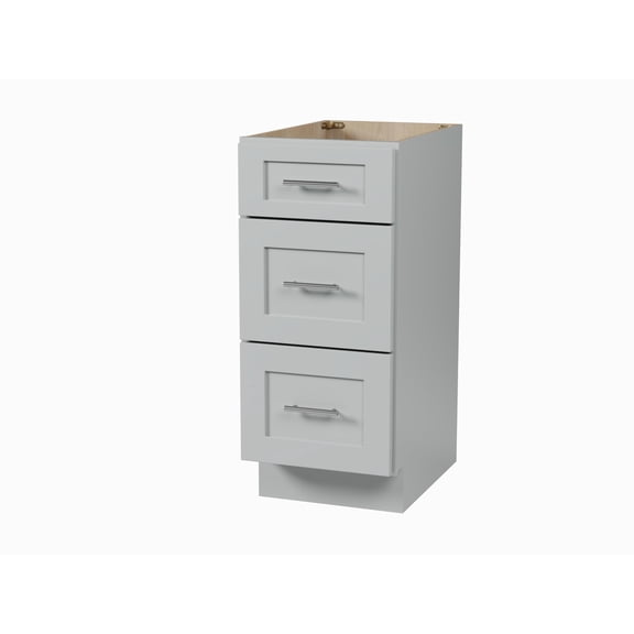 DISAR 15'' Drawer Bathroom Vanity Base, Shaker Style, Solid Wood Frame, Dovetail Drawers, Full Extension Soft-Close, Plywood Construction, Fully Assembled, Modular Vanity Cabinet (Gray)