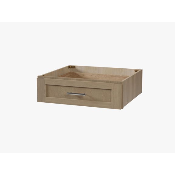 DISAR 24" Bathroom Vanity Desk Drawer Module, Shaker Style, Solid Wood Frame, Dovetail Drawer, Full Extension Soft-Close, Plywood Construction, Fully Assembled (Natural Oak)