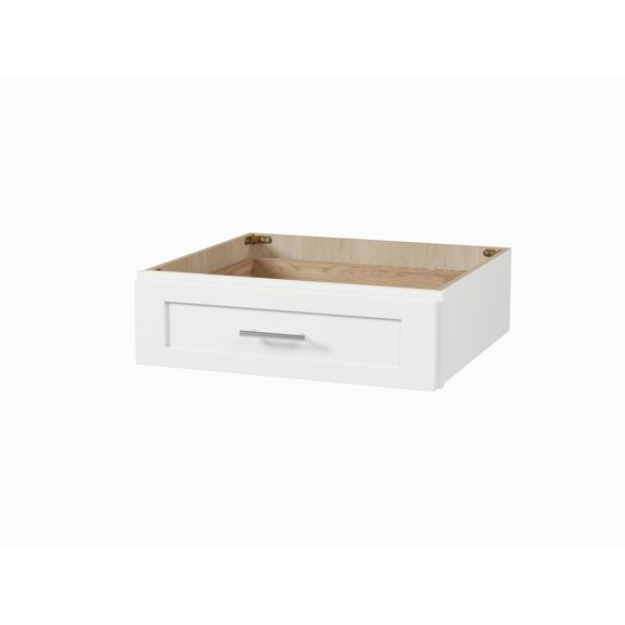 DISAR 24" Bathroom Vanity Desk Drawer Module, Shaker Style, Solid Wood Frame, Dovetail Drawer, Full Extension Soft-Close, Plywood Construction, Fully Assembled (White)
