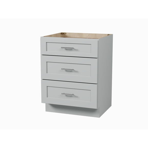 DISAR 24''x(31.5'' Height) Drawer Bathroom Vanity Base, Shaker Style, Solid Wood Frame, Dovetail Drawers, Full Extension Soft-Close, Plywood Construction, Fully Assembled, Vanity Cabinet (Gray)