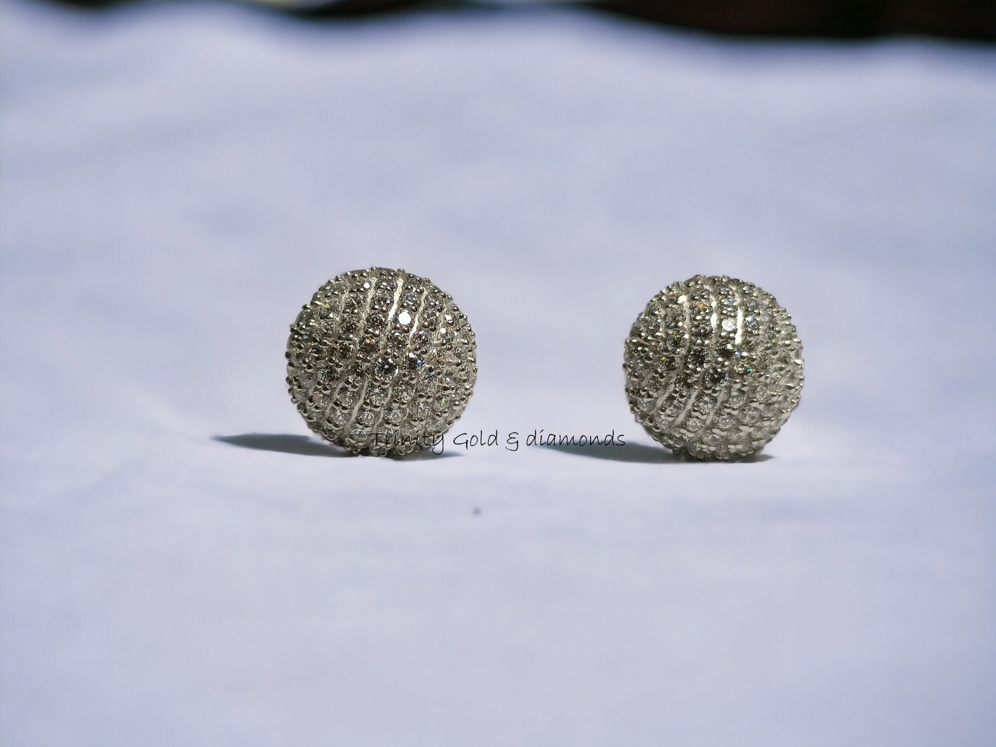 DISCO BALL EARRINGS Moissanite Diamond Pave Disco Ball Stud Earrings In sterling silver 925 With 14kt white gold Finish Ball Stud Earrings Walmart