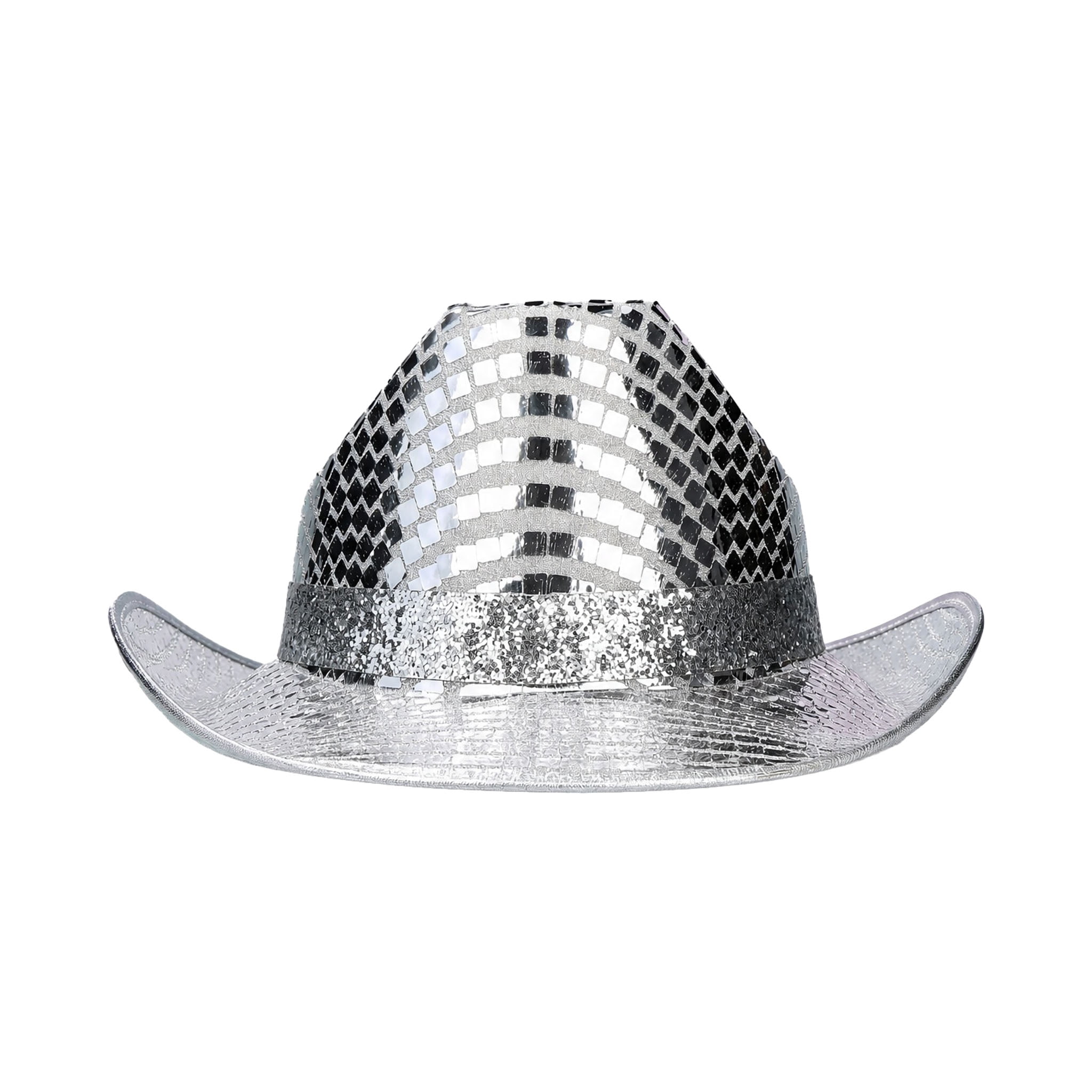 Disco Cowboy Hat Costume Accessory for Adults, Silver, Halloween by Way To Celebrate
