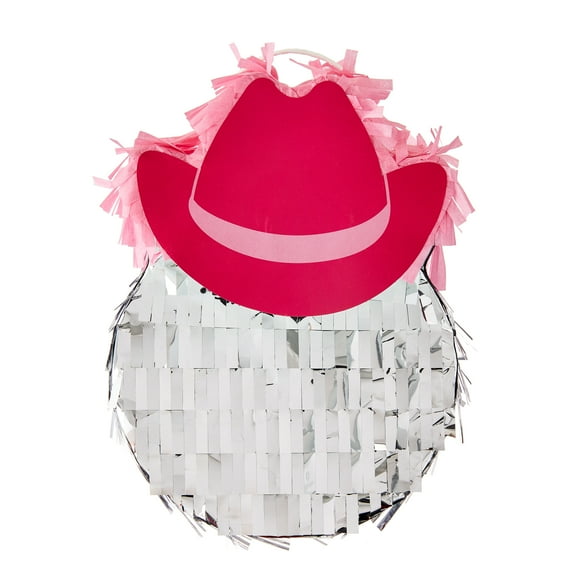 Mini Silver/Pink Disco Cowboy Party Pinata, 5.5" x 7.5", by Way To Celebrate