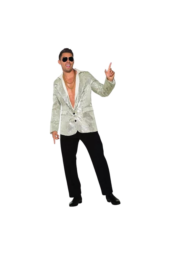 DISCO SEQUIN BLAZER - SILVER W/ POCKETS
