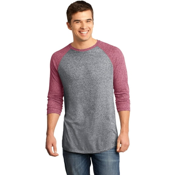 DISCONTINUED District ® - Young Mens Microburn ® 3/4-Sleeve Raglan Tee. DT162