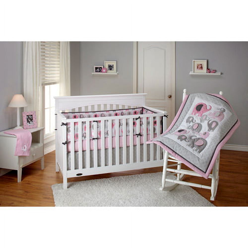 ***DISCONTINUED*** Little Bedding by NoJo Elephant Time 3Piece Crib Bedding Set, Pink with