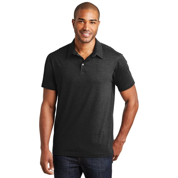 Port Authority K577 Mens Meridian Cotton Blend Polo T-Shirt, Black - Large