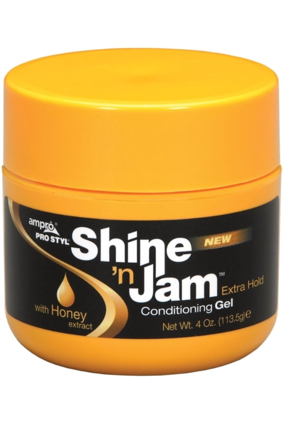 Ampro Shine N Jam Extra Hold Conditioning Styling & Braiding Gel, 4oz., Textured Hair, Moisturizing
