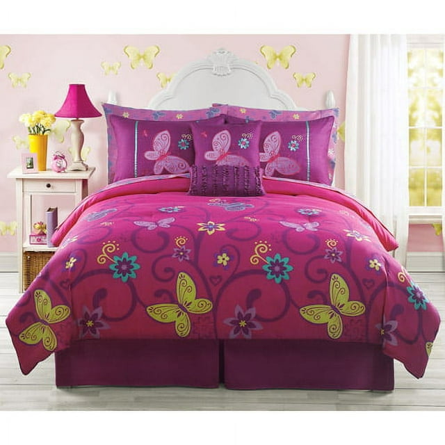 ***DISCONTINUED*** Vanessa Butterflies Bed in a Bag Set with 2 Bonus Pillows