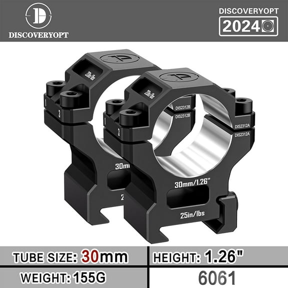 DISCOVERYOPT 6061 Aluminum Scope Rings 30mm/34mm/35mm Tube Fits 0.97/1.26/1.45 For Picatinny Rail