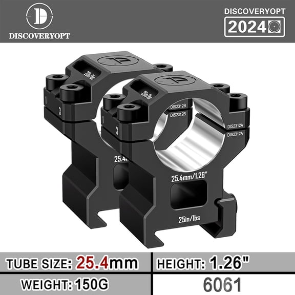 DISCOVERYOPT Scope Rings 30mm/34mm/35mm Tube Fits 0.97/1.26/1.45 6061 Aluminum For Picatinny Rail