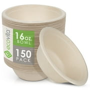 DISEN 100% Compostable Paper Bowls [16 oz.] – 150 Disposable Bowls Eco Friendly Sturdy Tree Free Alternative to Plastic or Paper Bowls | Ecovita
