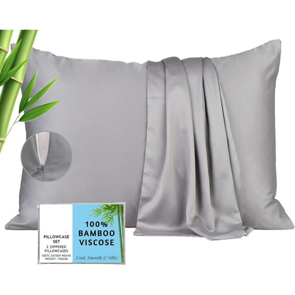 DISEN 100% Viscose Bamboo Pillowcase Queen - 2-Pack Cooling Pillow Cases for Hot Sleepers, Envelope Viscose Bamboo Pillow Cases Queen Size Cool Pillow Cover