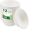 thumbnail image 1 of DISEN 12 oz Paper Bowls [150-Pack], Heavy Duty Disposable Bowls Perfect for Hot Soup and Milk Cereals, 100% Compostable and Eco-Friendly Made from Bagasse, 1 of 6