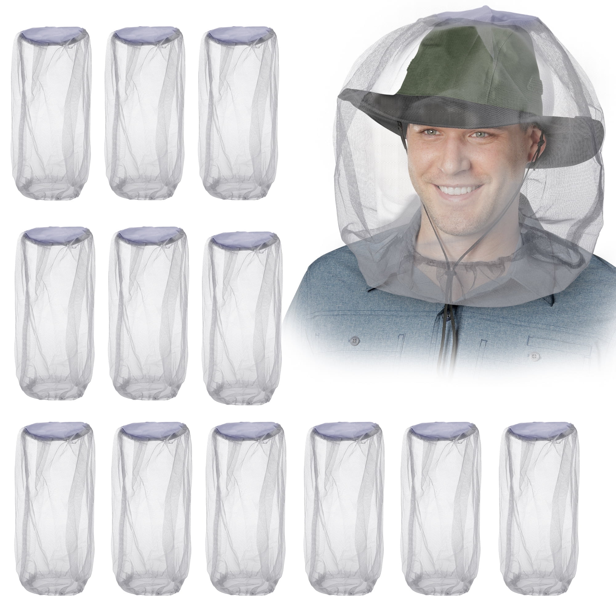 DISEN 12pcs Mosquito Head Nets, Lightweight Face Screen Mesh Protect