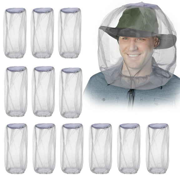 DISEN 12pcs Mosquito Head Nets, Lightweight Face Screen Mesh Protect from No-See-Um, Midges and Gnats
