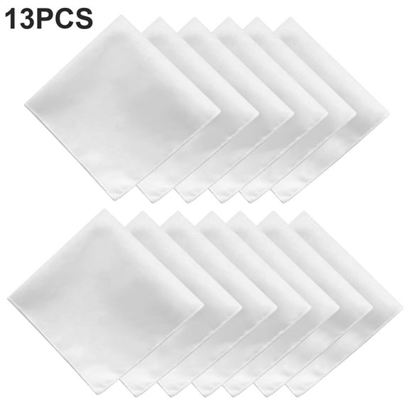 DISEN 13pcs Soft Pure Cotton Handkerchiefs, 15''x15'' White Classic Square Hankies for Men and Women