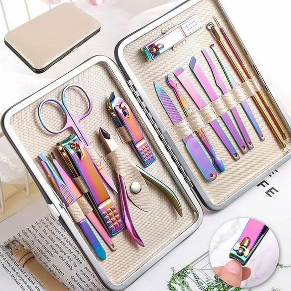 DISEN 15 Pieces Manicure Pedicure Stainless Steel Professional Nail Clippers Set Professional Grooming Care Tools Nail Clipper Trimmer