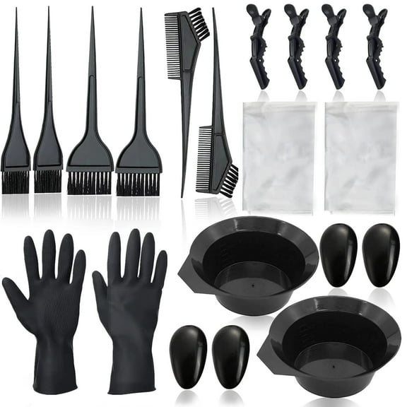 DISEN 20 Pcs Hair Dye Brush and Bowl Set, Hair Dye Coloring Kit, Hair Coloring Bleaching, Hair Dye Tools for DIY Salon. Hair Tinting Bowl/Dye Brush/Ear Cover/Gloves/Tint Comb