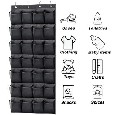 DISEN 28 Large Pockets Hanging Shoe Organizer Over The Door Shoe Rack for Closet Door Storage Mesh Shoe Holder Hanger for Men, Black