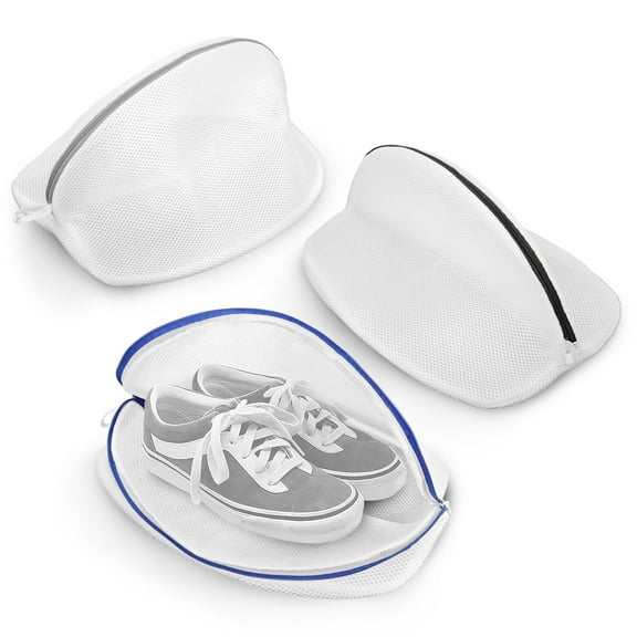 DISEN 3Pcs Shoe Washing Bags Fit up to Men’s Size 14, Zipper Mesh Laundry Bag for Sneaker Sock Bra