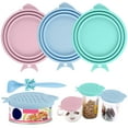 DISEN 3pcs Silicone Pet Food Can Lids with Spoon FDA Safe BPA Free for