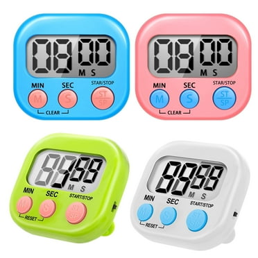 DISEN 4 Pcs Small Digital Kitchen Time, Plastic Classroom Timers for Kids, Kitchen Timer for Cooking,Magnetic Digital Timer Big Digits Loud Alarm with LCD